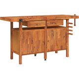  Radni stol s ladicama i škripcima 162x62x83 cm od drva bagrema | shoptok.hr