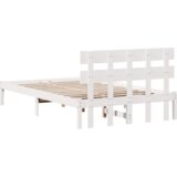 vidaXL Posteljni okvir z naslonjalom Bel 120x200 cm Trden borov les | Shoptok.si