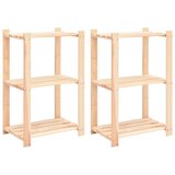vidaXL Stojalo 3-nadstropno 2 kosa 60x38x90 cm trdna borovina 150 kg Cene