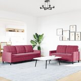  2-dijelni set sofa s jastucima crvena boja vina baršunasti | shoptok.hr