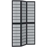 vidaXL Paravan 3-delni črn trden les pavlovnije | Shoptok.si