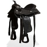 vidaXL Western sedlo, uzda in oprsnica pravo usnje 13" črne barve | Shoptok.si