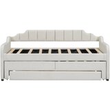 Lumor Postelja klop z oblazinjenimi predali iz lanu - 90x200 cm + 90x190 cm - bež, (22155523) | Shoptok.si