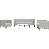 vidaXL 3-dijelni set sofa Chesterfield svjetlosivi baršunasti | shoptok.hr