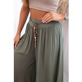 Kesi Włoski Women's wide-leg viscose trousers khaki | Shoptok.si