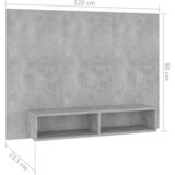  Zidni TV ormarić siva boja betona 120 x 23,5 x 90 cm drveni | Eponuda.ba