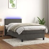 Box spring postelja z vzmetnico LED temno siva 90x200 cm žamet, (20724054) Cene