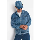 Trendyol Blue Men's Oversize Denim Jacket