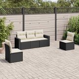 Maison Chic Seti vrtnega pohištva - Vrtna garnitura - Vrtni pohištvo set 5-delna z blazinami črn poli ratan, (21818311) | Shoptok.si
