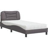 vidaXL Postelja z vzmetnico siva 90x200 cm umetno usnje, (21216523) Cene