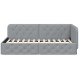 vidaXL Kotna postelja z vzglavjem Svetlo siva 90 x 200 cm blago | Shoptok.si