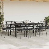  9-dijelni vrtni blagovaonski set s jastucima crnog poliratana | shoptok.hr