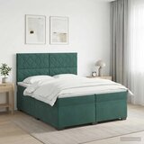  Boxspring krevet s madracem Tamnozelena 200 x 200 cm Baršun - Tamnozelena 200 x 200 cm Dizajn s rombovima Cijene
