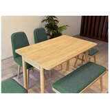 Hanah home vina mini 03 1070 oak green (produžni set trpezarijskih stolova i stolica (6 komada))