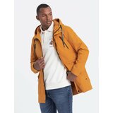 Ombre Men's parka jacket with cargo pockets - mustard Cene'.'