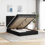  Otomanski krevet s madracem i LED crni 140x200 cm od tkanine | shoptok.hr