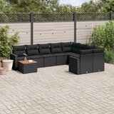  The Living Store Vrtna sedežna garnitura 10-delna z blazinami črn poli ratan - Vrtna Sedežna Garniture, (21478713) | Shoptok.si
