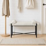  Klupa s gumbima i jastučićima Krem 110 x 40 x 46 cm Baršun | shoptok.hr