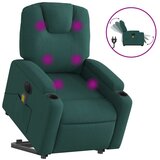 Maison Chic Električni masažni naslanjač - Relax naslanjač s funkcijo vstajanja temno zelen, (22061985) Cene