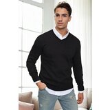 Dewberry 88341 V Neck Knitwear Mens Sweater-BLACK Cijene