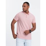 Ombre Melange men's polo shirt with striped collar - pink | Eponuda.ba