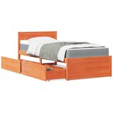 Krevet s ladicama i madracem voštano smeđi 90x190 cm borovina | Eponuda.com