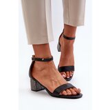 Boto Women's sandals in eco leather on embellished heel black Wiatalia | Shoptok.si