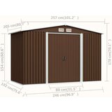 vidaXL Vrtna skladiščna lopa rjava 257x205x178 cm jeklena | Shoptok.si