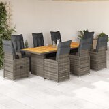 vidaXL 9-dijelni vrtni bistro set od poliratana s jastucima sivi | shoptok.hr
