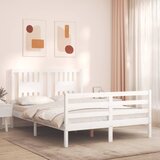 vidaXL Okvir za krevet s uzglavljem bijeli 140x200 cm od masivnog drva Cijene