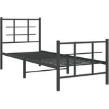  Metalni okvir kreveta uzglavlje i podnožje crni 75x190 cm | shoptok.hr