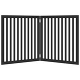 Vrata za pse s 2 panela sklopiva crna 160 cm od drva topole | Eponuda.com