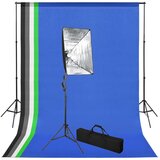 vidaXL Komplet za fotografski studio z ozadjem in s mehčalno lučjo Cene