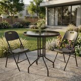 Alberg Modern Trio baštenski set – 2 sklopive stolice + sto Lunaris sa crnim staklom Ø60 cm Cene