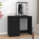 The Living Store Toaletna mizica z LED lučmi črna 90x50x132,5 cm inženirski les - Toaletna Mizica, (21663711) Cene