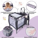  Sklopivi putni krevetić 3 u 1 s madracem i visećom igračkom, glazbena kutija, siva | shoptok.hr