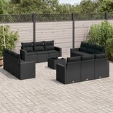  13-dijelni set vrtnih sofa s jastucima poliratan crni | shoptok.hr