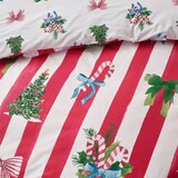 Catherine Lansfield Rdeča/bela podaljšana posteljnina za zakonsko posteljo 230x220 cm Christmas Stripe – | Shoptok.si
