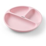 BabyOno silikonski okrugli tanjur s odjeljcima i vakuumom 6 m+, roza | shoptok.hr