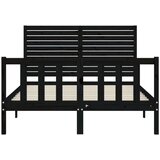  Okvir kreveta s uzglavljem crni 4FT6 bračni od masivnog drva | shoptok.hr