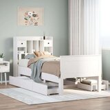 vidaXL Knjižna postelja brez ležišča bela 90x200 cm trdna borovina | Shoptok.si