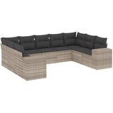 Maison Chic Seti vrtnega pohištva - Vrtna garnitura - Vrtni pohištvo set 9-delna z blazinami sv. siv poli ratan, (21807109) | Shoptok.si