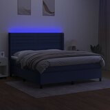 Krevet box spring s madracem LED plavi 180x200 cm od tkanine | shoptok.hr