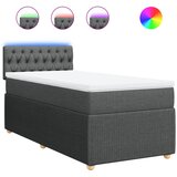 vidaXL Box spring postelja z vzmetnico temno siva 80x200 cm blago, (21310496) Cene