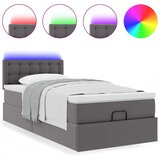vidaXL Otomanski posteljni okvir z vzmetnico siv 80x200 cm um. usnje, (21609508) | Shoptok.si