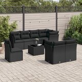 vidaXL 9-dijelni set vrtnih sofa s jastucima crni od poliratana Cijene