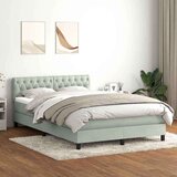 vidaXL Box Spring postelja z vzmetnico svetlo siva 160x220 cm žametna | Shoptok.si