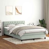 vidaXL Krevet s oprugama i madracem svjetlosivi 160x220 cm baršunasti | shoptok.hr