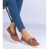 Gemre Brown moccasins decorated with a bow and a golden teddy bear Nensi | Shoptok.si