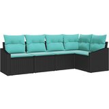vidaXL Set sofe 5 kom. Crna poliratan - Crna bez stola | shoptok.hr